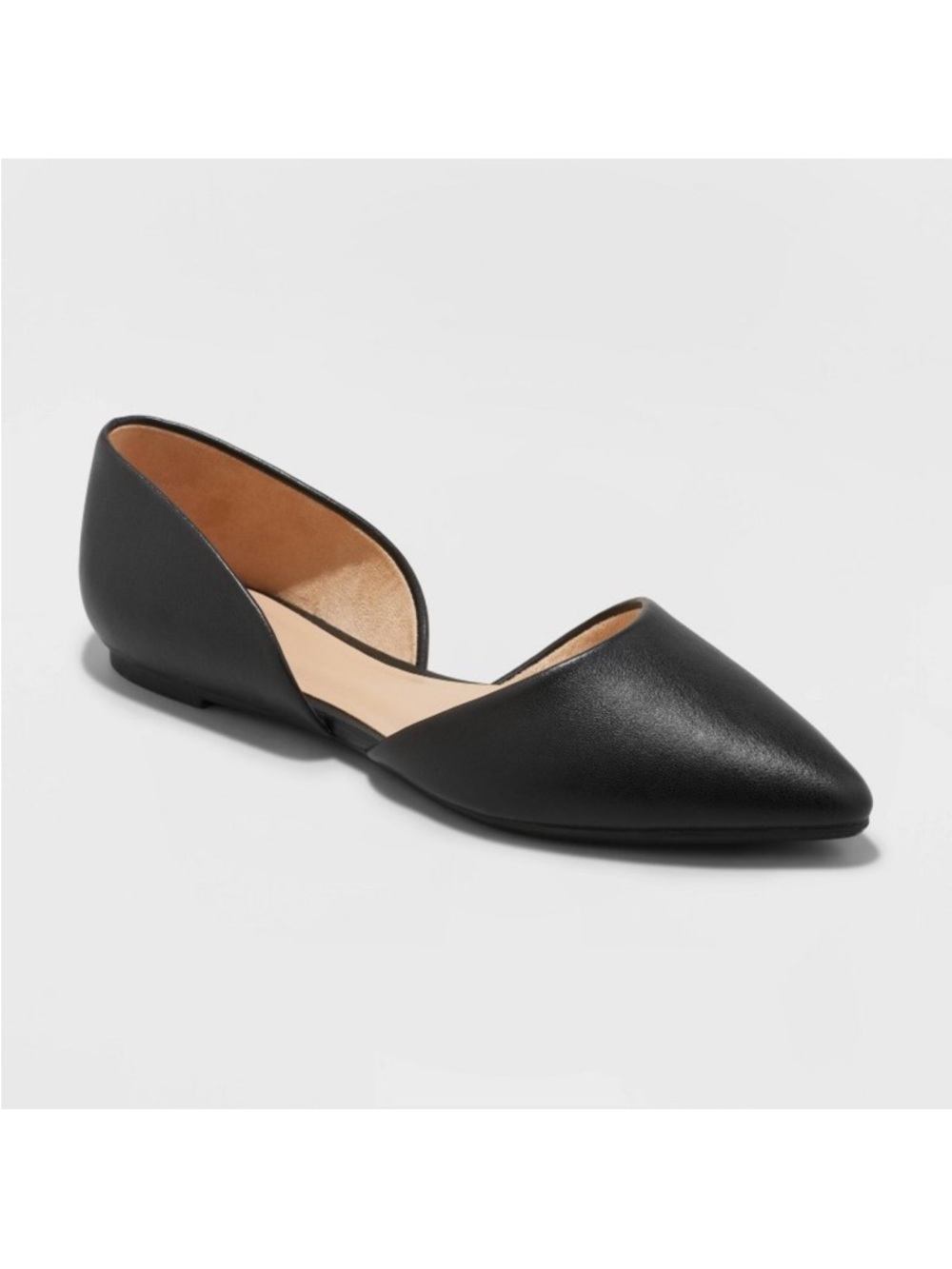 Classic Black Pointed D'Orsay Flat - Women's